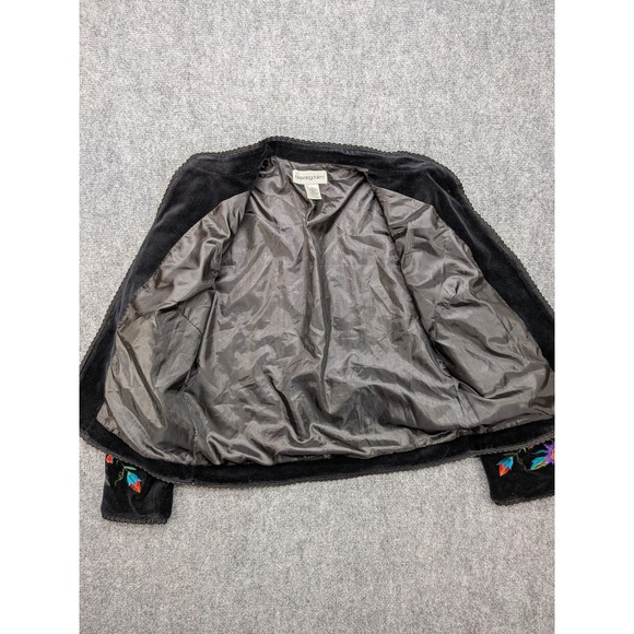 Vintage Y2K Velvet Floral Embroidered Jacket Women's Medium Whimsigoth Boho AOP - Picture 5 of 8